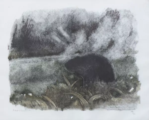 Robert HAINARD (1906-1999), "Castor au bord de la Versoix, au clair de lune", gravure sur bois — DognyAuction