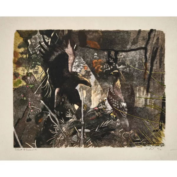 Robert Hainard — "Air d'aigles, le mâle apportant une marmotte".
