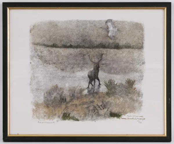 Robert Hainard — Robert Hainard (1906-1999), Cerf et héron dans le