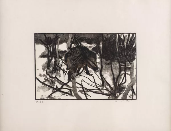 Robert Hainard (1906-1999), "Sanglier à Sergy" intitulé "Sergy 10 Février 1929" — DognyAuction