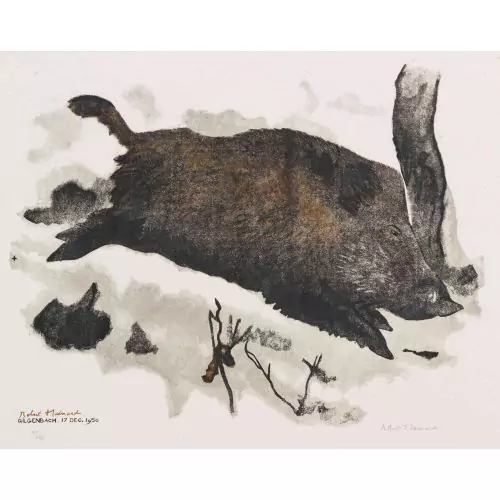 "Grand sanglier fuyant"
