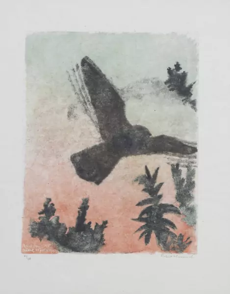 Robert HAINARD (1906-1999), "Engoulevent et ciel orangé", estampe — DognyAuction