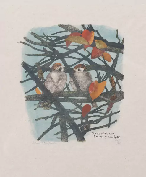 Robert HAINARD (1906-1999), "Couple de friquets", gravure sur bois — DognyAuction