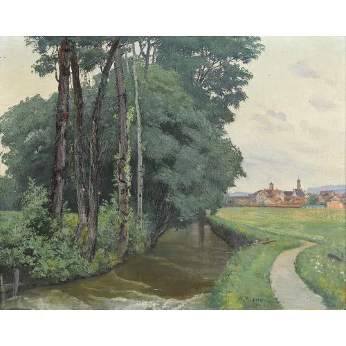 Robert Kiener — Oberaargauer Landschaftspartie mit Bach.