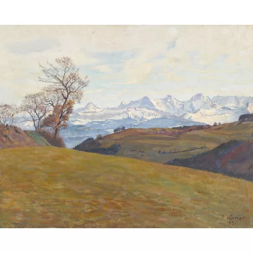 Robert Kiener — Herbstansicht vom Gurten auf die Berner Alpen.