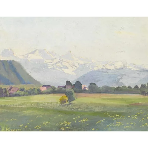 Robert Kiener — Sommerlandschaft mit Alpenpanorama.