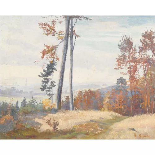 Robert Kiener — Herbstlicher Waldsaum auf dem Gurten mit Blick auf Bern.