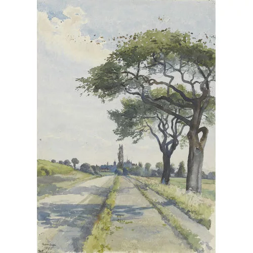 Robert Kiener — Sommerliche Strasse mit Blick auf Avenches.