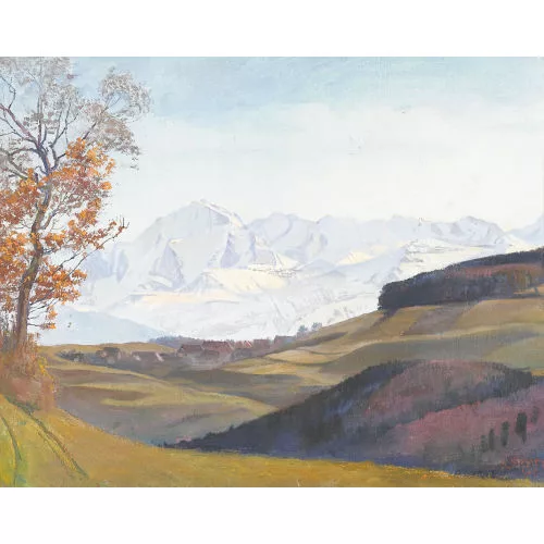 Robert Kiener — Herbstliche Ansicht der Jungfrau mit Berner Alpen.