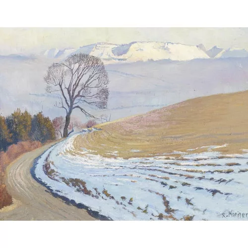Robert Kiener — Vorfrühling mit Sicht auf die Schrattenfluh.