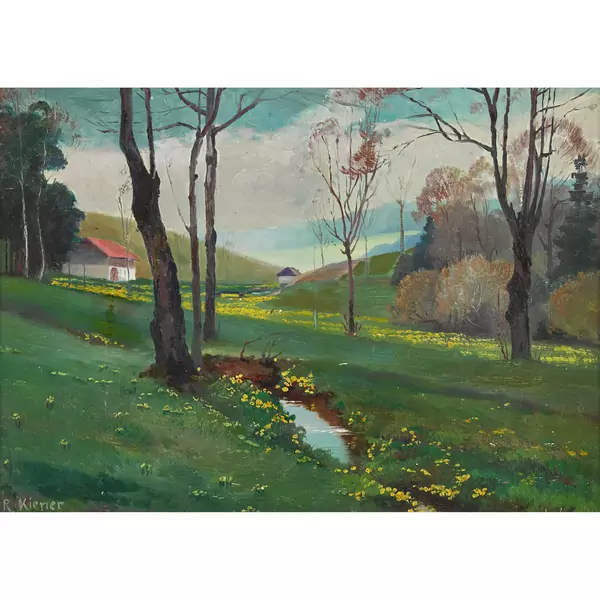 Frühlingslandschaft mit Bächlein