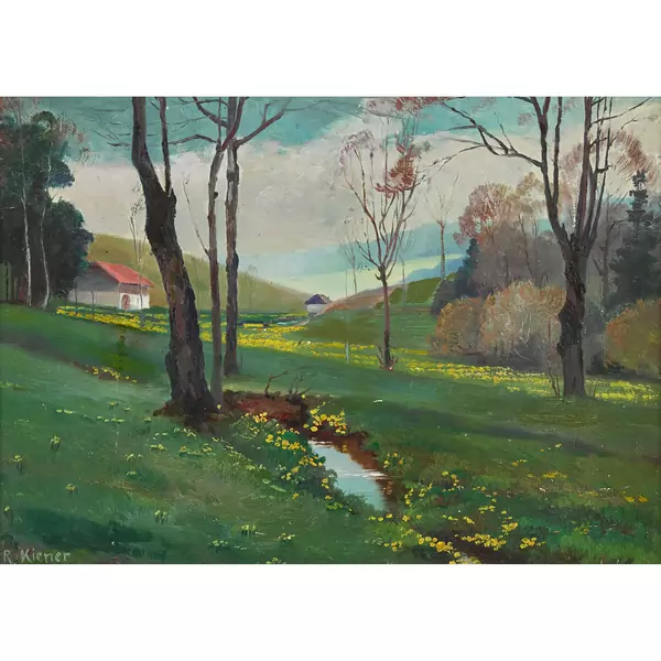 Frühlingslandschaft mit Bächlein