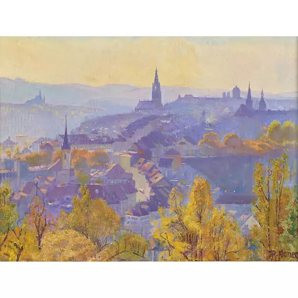 Blick über Bern vom Rosengarten aus