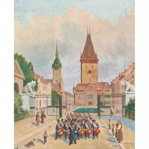 Historische Ansicht der Pferdeschwemme mit Christoffelturm