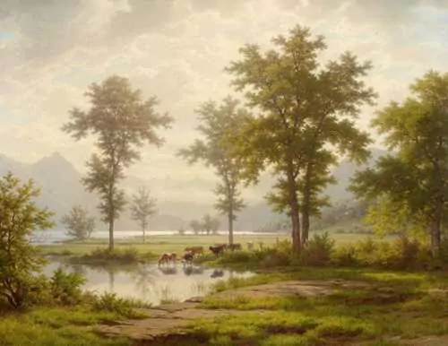 ROBERT ZÜND — Am Vierwaldstättersee mit Blick auf den Vitznauerstock. — Koller Auktionen