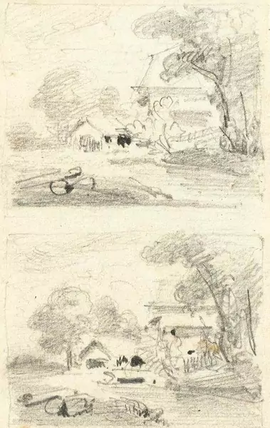 ROBERT ZÜND — Skizzenblatt mit zwei kleinen Landschaften. — Koller Auktionen