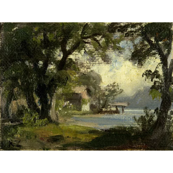 Robert Zünd — Haus an Seeufer