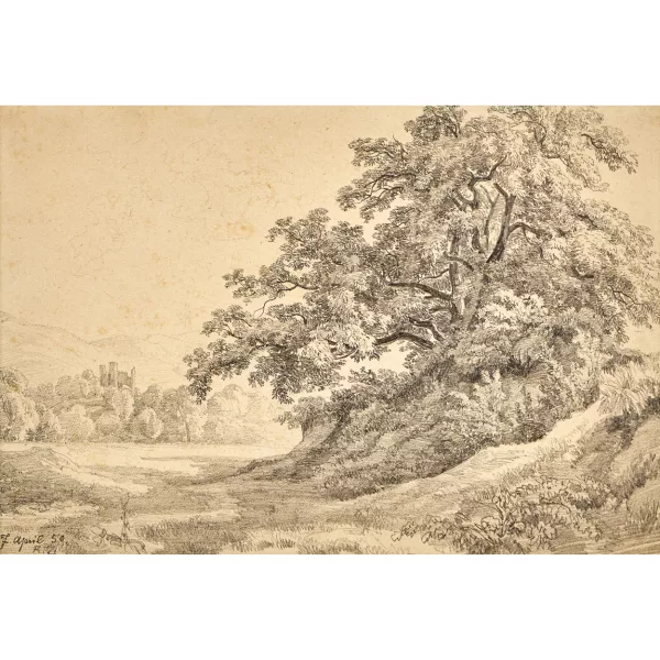 Robert Zünd — Landschaft mit Ruine Neuhabsburg.