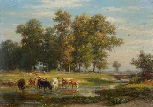 ROBERT ZÜND — Cattle watering. — Koller Auktionen