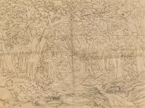 ZÜND, ROBERT — Oak forest with stream. — Koller Auktionen