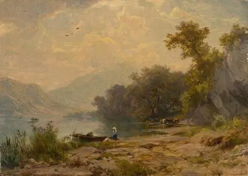 ROBERT ZÜND — Seelandschaft mit Boot. 1864. — Koller Auktionen