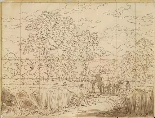 ROBERT ZÜND — Vorzeichnung für die Heuernte. Um 1875. — Koller Auktionen