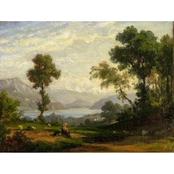 Robert Zünd — Blick von Meggen gegen das Stanserhorn und die Berner Alpen