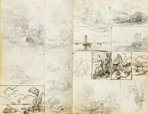 ROBERT ZÜND — Skizzenbuch mit 42 doppelseitig bemalten Seiten: Landschafts- und Figurenstudien. — Koller Auktionen
