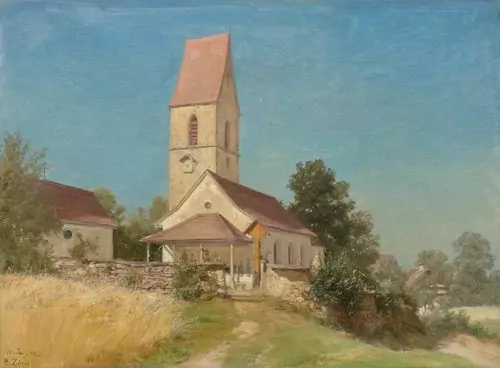 ROBERT ZÜND — Kirche Bertiswil near Lucerne. 1865. — Koller Auktionen