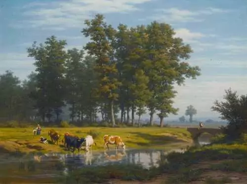 ROBERT ZÜND — Landschaft mit Viehherde an einem Bach. — Koller Auktionen