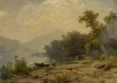 ROBERT ZÜND — Seelandschaft mit Boot. 1864. — Koller Auktionen