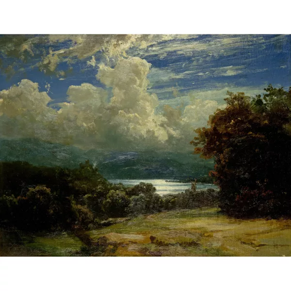 Robert Zünd — Vierwaldstättersee mit Ruine Neu-Habsburg bei Gewitterstimmung