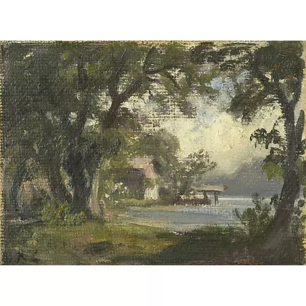 Robert Zünd — Haus an Seeufer — Galerie Kornfeld