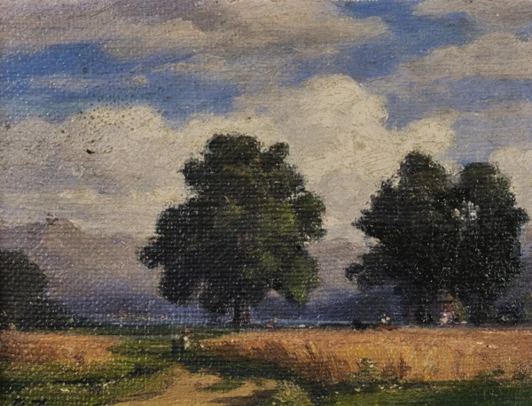 Robert Zünd — Kleine Landschaft mit Kornfeld und Eichen