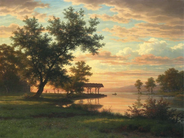 Robert Zünd — ABENDSTIMMUNG AM SEEUFEREVENING ATMOSPHERE BY THE LAKESIDE