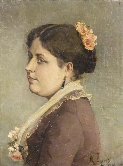 Rodolphe PIGUET (1840-1915), "Portrait de Madame Hanotaux", huile — DognyAuction