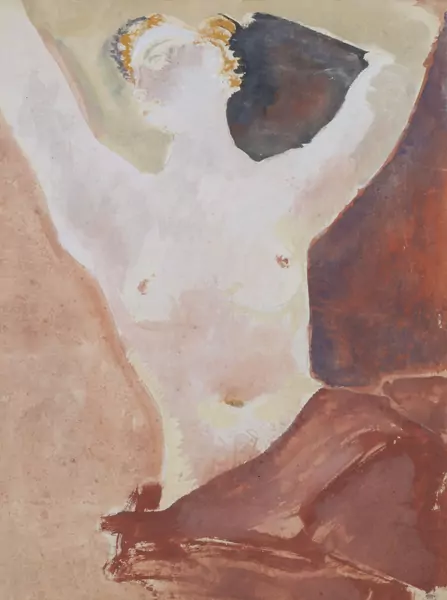 Rodolphe Théophile BOSSHARD (1889-1960), 'Nu au drap rouge', aquarelle sur papier — DognyAuction