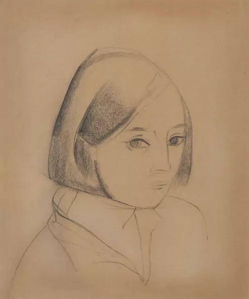 Rodolphe Théophile BOSSHARD (1889-1960), 'Portrait de jeune fille', fusain sur papier — DognyAuction