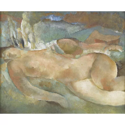 Rodolphe-Théophile Bosshard — Liegender Frauenakt mit zwei Figuren.