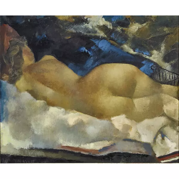 "Nu couché au fond bleu"
