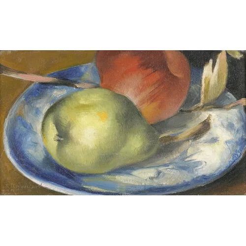 Rodolphe-Théophile Bosshard — Stillleben mit Birne und Apfel.