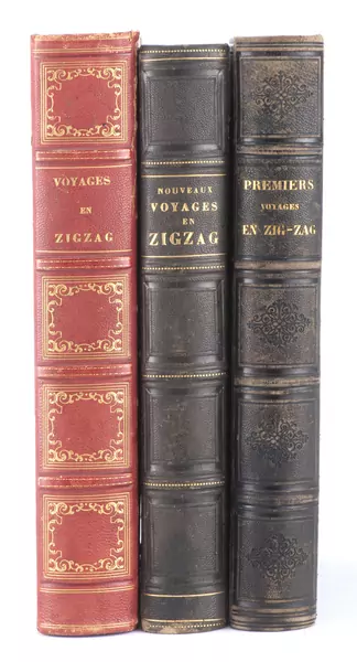 Rodolphe TÖPFFER , Voyages en Zigzag 1844 & Nouveaux Voyages en Zigzag 1854 & Premiers voyages en Zigzag, 1855 — DognyAuction