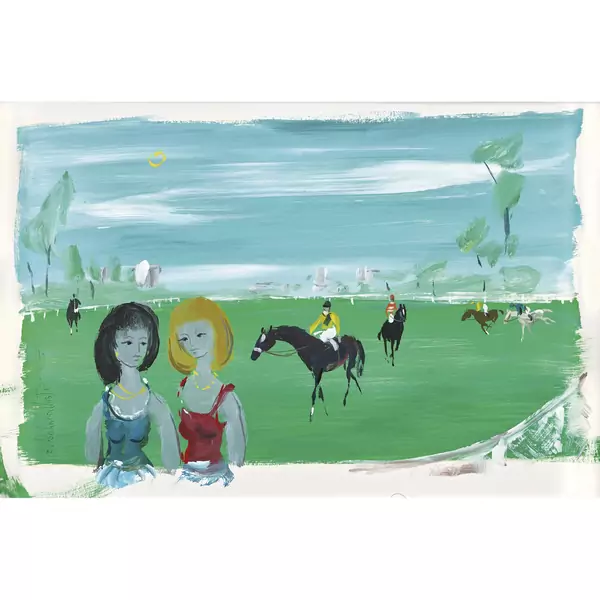 Jeunes femmes aux courses de chevaux