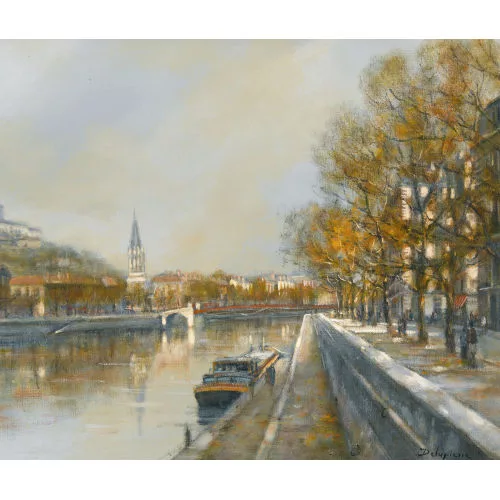 Roger Delapierre — Herbstliches Rhoneufer in Lyon.