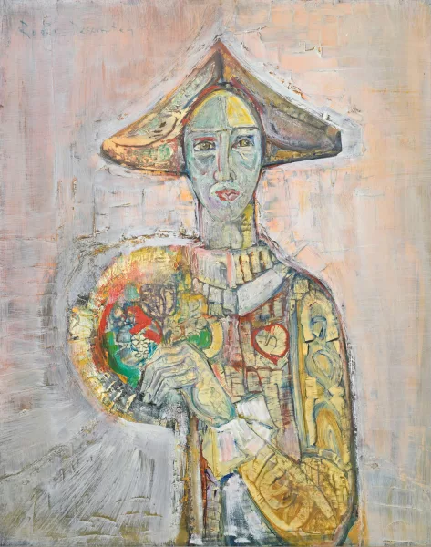 Roger Descombes — "Arlequin fond jaune"