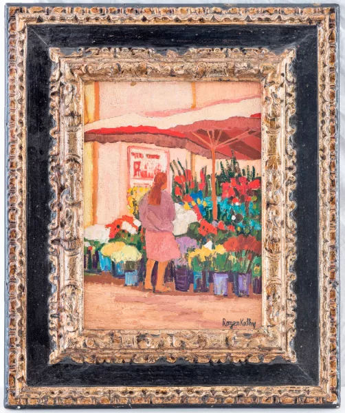 Roger Kathy — Femme au marché aux fleurs