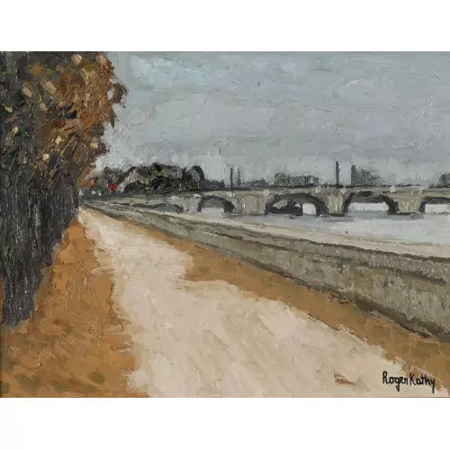 Flussufer mit Brücke