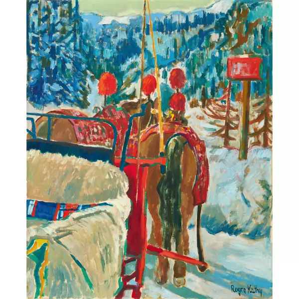 "Pferdekutsche im schneebedeckten St. Moritz"