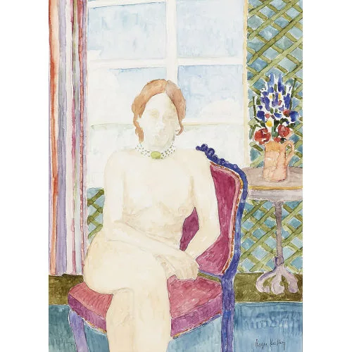 Roger Kathy — Interieur mit unbekleideter junger Frau.