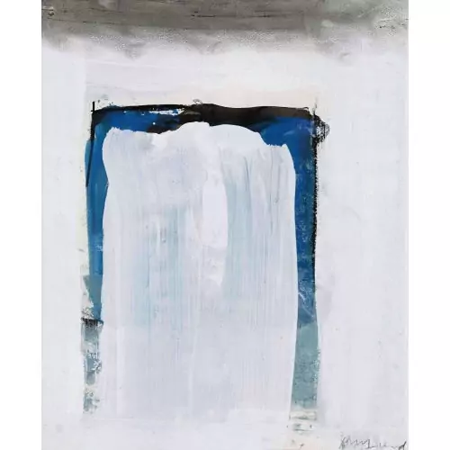 Abstrakte Komposition in Blau und Weiss